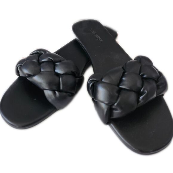 Nine West braided woven sandal slides, flat summer shoes, size 9.5 - Picture 1 of 4